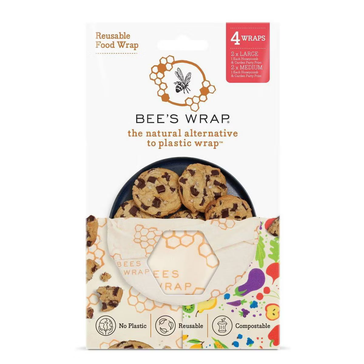 Bee's Wrap Value Pack Reusable Beeswax Food Compostable Wraps - 4pk Packs Bee's Wrap 