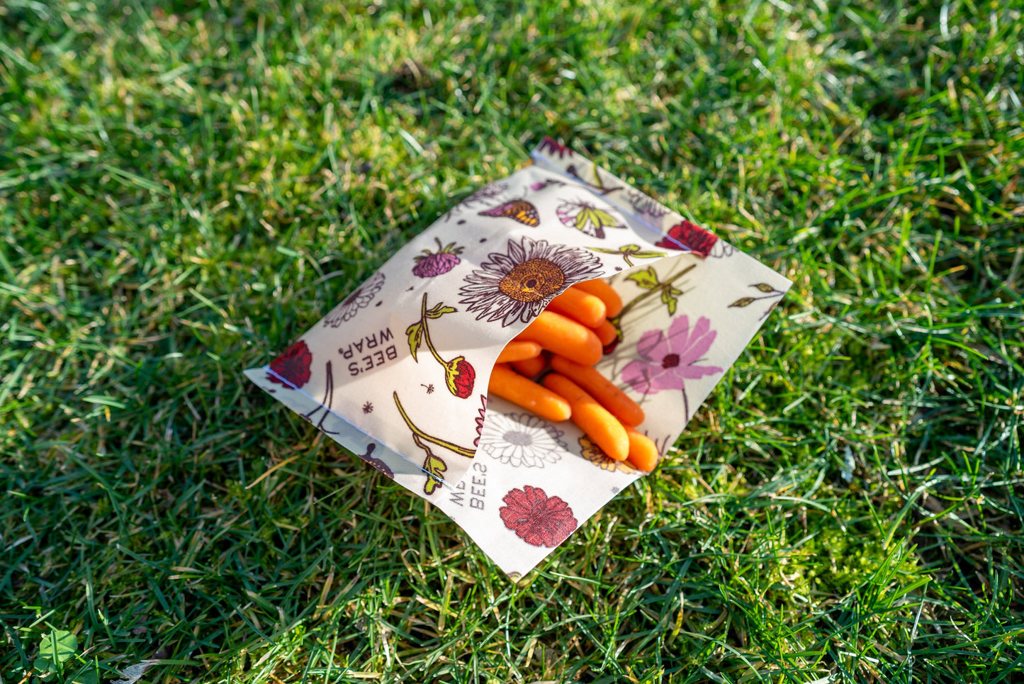 Carrots in a Bee's Wrap snack wrap