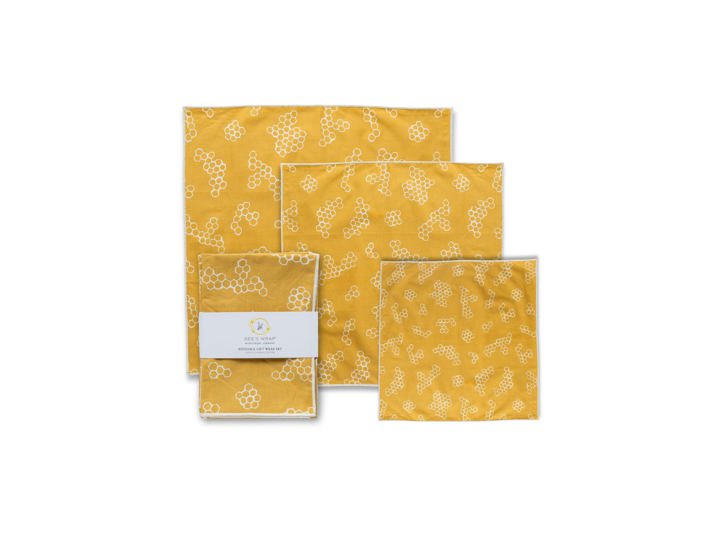 Reusable Gift Wrap - 4 Pack Bee's Wrap Honeycomb 